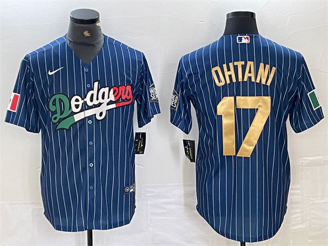 Men's Los Angeles Dodgers #17 Shohei Ohtani Blue/Gold Cool Base Stitched Baseball Jersey Men's Los Angeles Dodgers #17 Shohei Ohtani Blue/Gold Cool Base Stitched Baseball Jersey